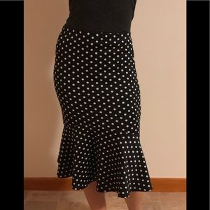 Scuba material mermaid polka dot skirt